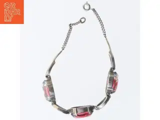 Sølvarmbånd med flerfarvede krystaller (str. 18 cm)