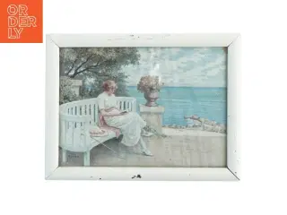 Vintage tryk af Paul Fisher-maleri i ramme (str. 28x21 cm)