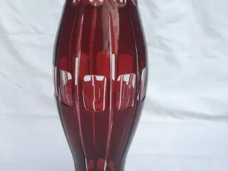 Rød krystal glas vase