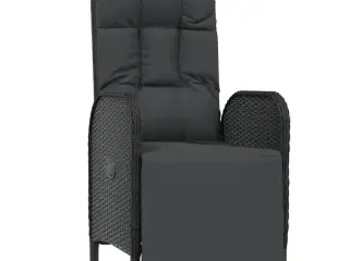 Havestole med lænefunktion 2 stk. med bord polyrattan sort