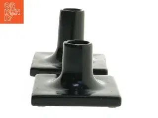 Sæt af sorte lysestager (str. 9x9x5,5 &9x9x7,5 cm)