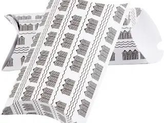 Gaveæske, badehus, str. 18x15x6 cm, 300 g, sort, hvid, 3stk./ 1 pk.