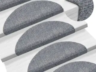 Trappemåtter selvklæbende 15 stk. 56x17x3 cm lysegrå halvrunde