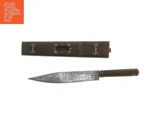 Udsmykket lommekniv med etui (str. 19 cm)