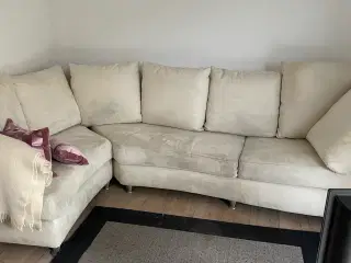 hvid nubruck læder hjørnesofa