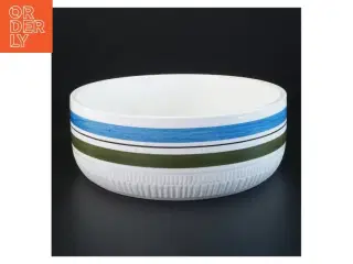 Porcelænsskål med blå og grønne striber fra Upsala Ekeby (str. 22 x 8 cm)