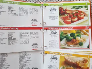 Hjemmets Frøken Jensen Madopskrifter i samlemappe.