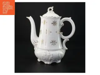 Antik kaffekande i hvidt porcelæn med guld, Bing & Grøndahl (str. 24 x 13 cm)