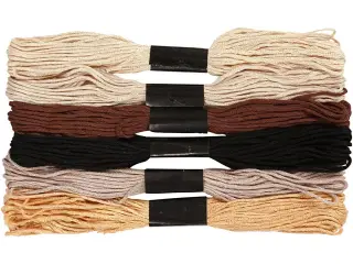 Broderigarn 1 mm, Natur - 6 Bundter i Pakken