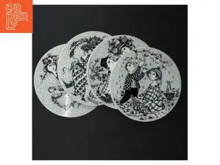 Bjørn Wiinblad porcelænstallerkener fra Nymlle (str. Ø. 15 cm. 4 styk)