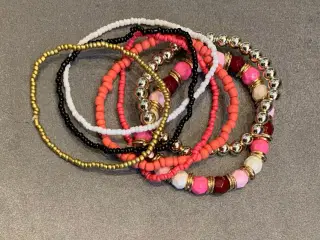Perlearmbånd sæt med 7 armbånd med perler