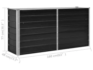 Hævet plantekasse 160x40x77 cm galvaniseret stål antracitgrå