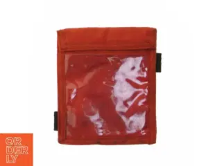 Rød pung med plastikvindue (str. 15x13 cm)