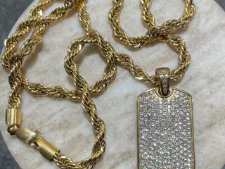 5mm goldfilled rope chain med dogtag