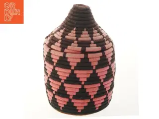 Flettet kurv med låg (str. Ø 12x20 cm)