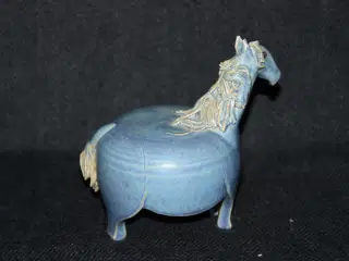 Allinge Pottemageri Bornholm blå hest figur