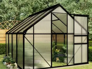 Drivhus med fundamentramme 3,3 m² aluminium antracitgrå