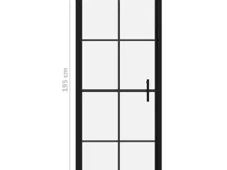 Brusedør 91 x 195 cm hærdet glas sort