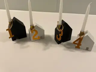 Lysestager/Advent i træ med løse tal