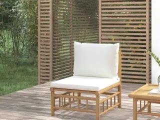 Midtermodul til havesofa med cremehvide hynder bambus