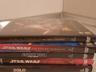 5 star Wars film på dvd.