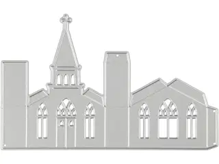 Skære- og prægeskabelon - Kirke 135x85 mm