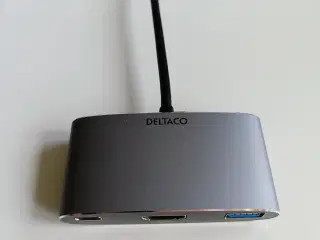 DELTACO USB-C till HDMI/USB A adapter 4K 60Hz.