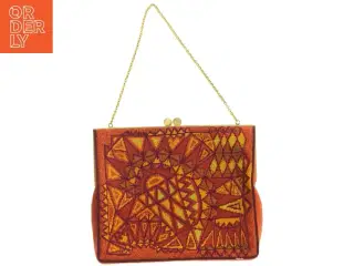 Broderet håndtaske med kæde (str. 18x16 cm)