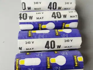⭐️: 4 stk. Vintage Philips "MAT" glødepærer – 40W