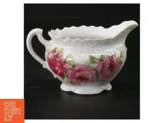 Porcelæn flødekande med blomstermotiv (str. 18 x 7 cm)