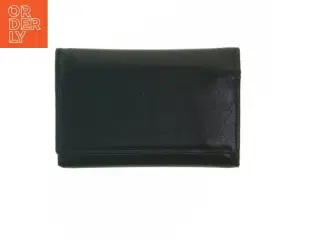 Sort pung i læder (str. 14,5x9,5 cm)