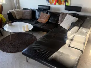Sort hjørne lædersofa