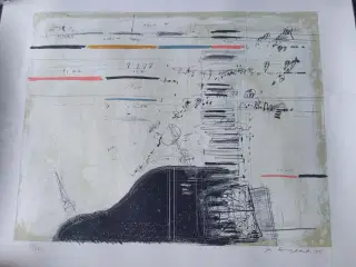 Litografi Jes Fomsgaard "piano"