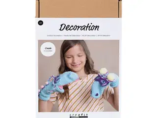 DIY Kit Dekoration, Strømpedukke monster, ass. farver, 1 pk.