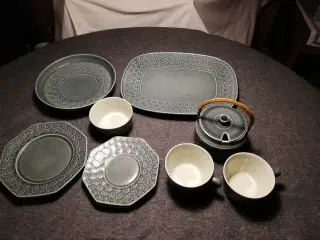 Azur stentøj kopper, marmeladekrukke, fade m. m