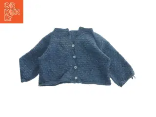 Blå strik cardigan til barn i ren uld (str. Bryst, 30 cm. længde 25. cm)