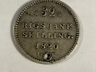 32 Rigsbankskilling 1820 - Dårlig stand