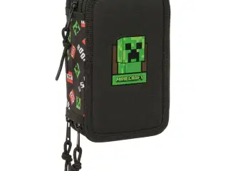 Minecraft tredobbelt penalhus - sort, 12,5 × 19,5 × 5,5 cm - 37 dele