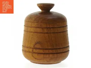 Teak Træ krukke med låg (str. 10 cm)