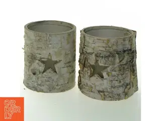 Rustikke lysestager med stjernemotiv (str. 9x8 cm)