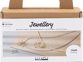 Mini DIY Kit Smykker, Halskæde med wirevedhæng, forgyldt, 1 pk.