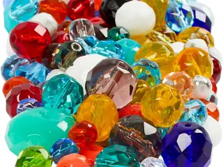 Facetperler, str. 3-15 mm, hulstr. 0,5-1,5 mm, ass. farver, 400g/ 1 pk.