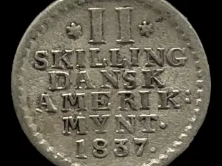 2 Skilling 1837 Dansk Vestindien