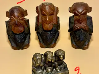 Vintage håndlavede figurer Tre kloge aber