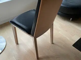 4 stk Skovby egetræsstole med fjedre ryg sort læde