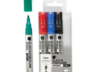 Halvdækkende glas- og porcelænstusch, 4 stk.