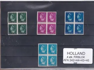 Holland Samling - 4 Firblokke - AFA 342 -44-45-46 Utakket - Postfrisk