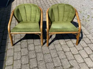 To Bambusstole med grøn velour