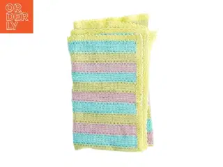 Hæklet tæppe med farvestriber (str. 132 x, 105 cm)
