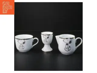 Snoopy kaffekrus, flødekande og æggebæger fra Snoopy (str. Ø 7 & 5,5 & 8,5 cm)